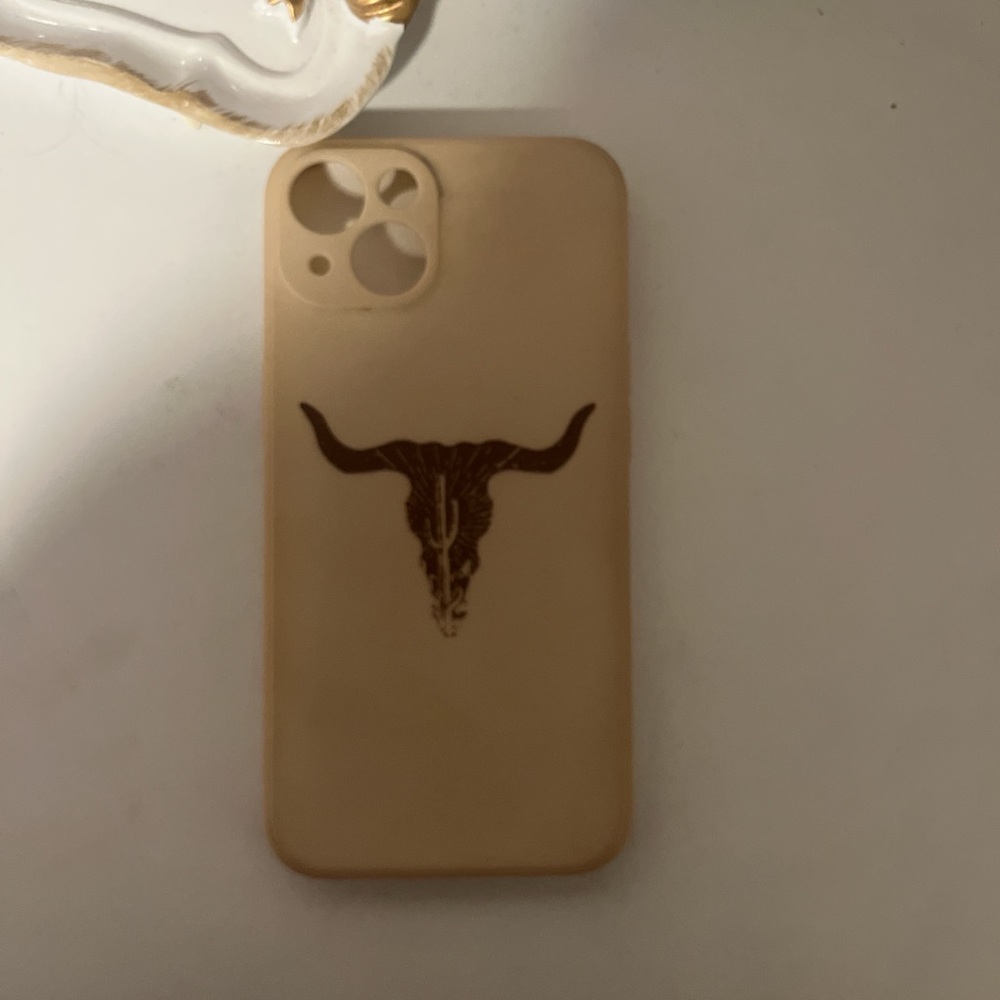 Cow Skull Design Phone Case - Tan